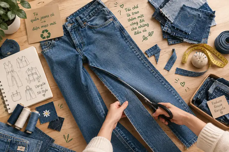 Tái chế quần Jeans bằng cách thiết kế lại