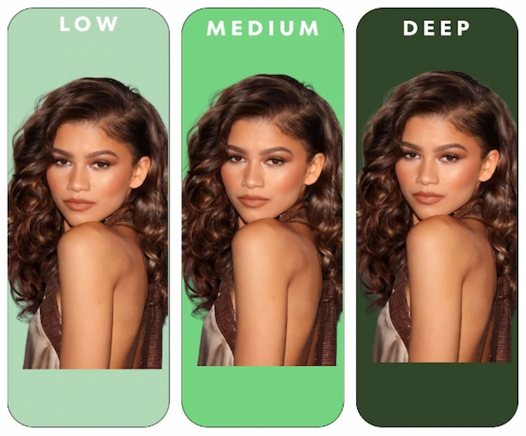 Phân tích độ tươi trầm (Chroma) qua ba mức độ Low, Medium và Deep với các nền màu khác nhau