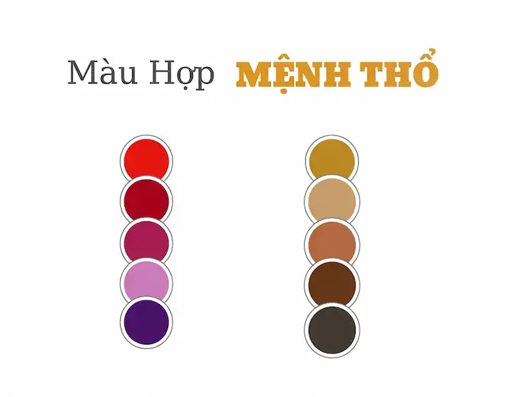 Các màu sắc hợp với mệnh thổ