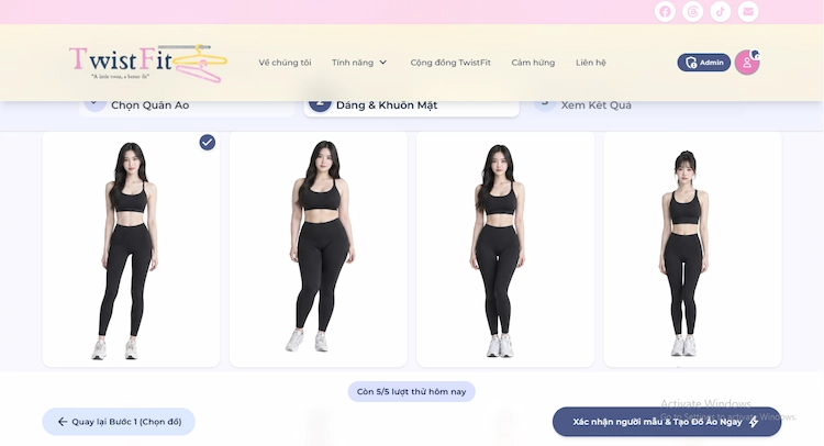 Bước 2 trong các bước sử dụng AI phối đồ TwistFit