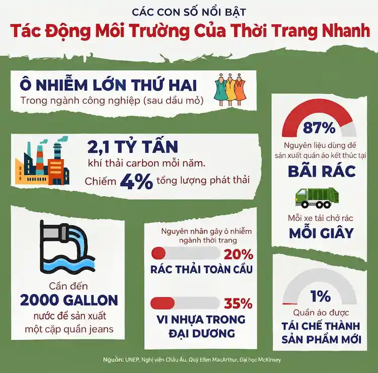Số liệu cho thấy ảnh hưởng của thời trang nhanh đến môi trường và xã hội